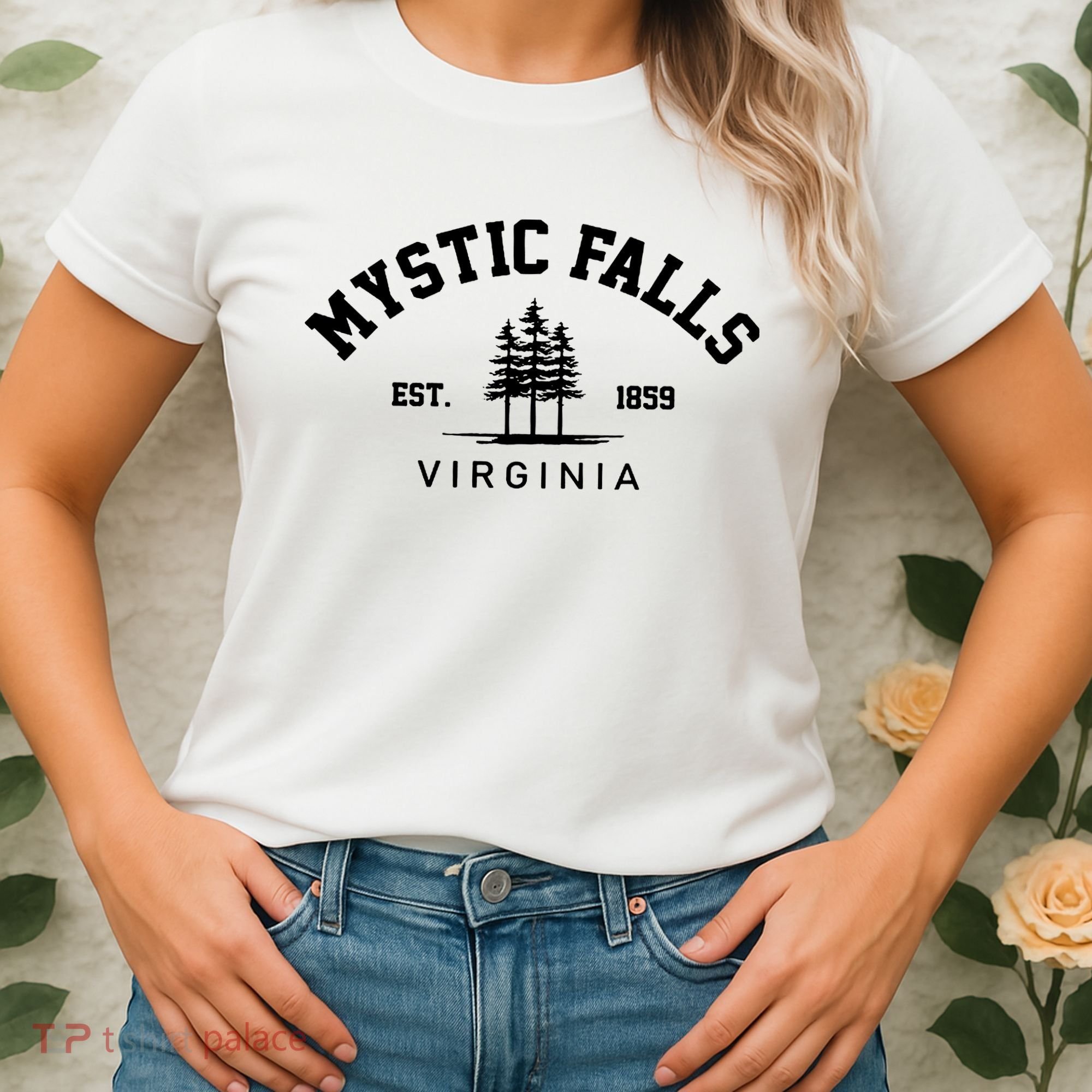 Mystic Falls Virginia Salvatore Stefan Damon Vampire Fan Gift Women's T-Shirt