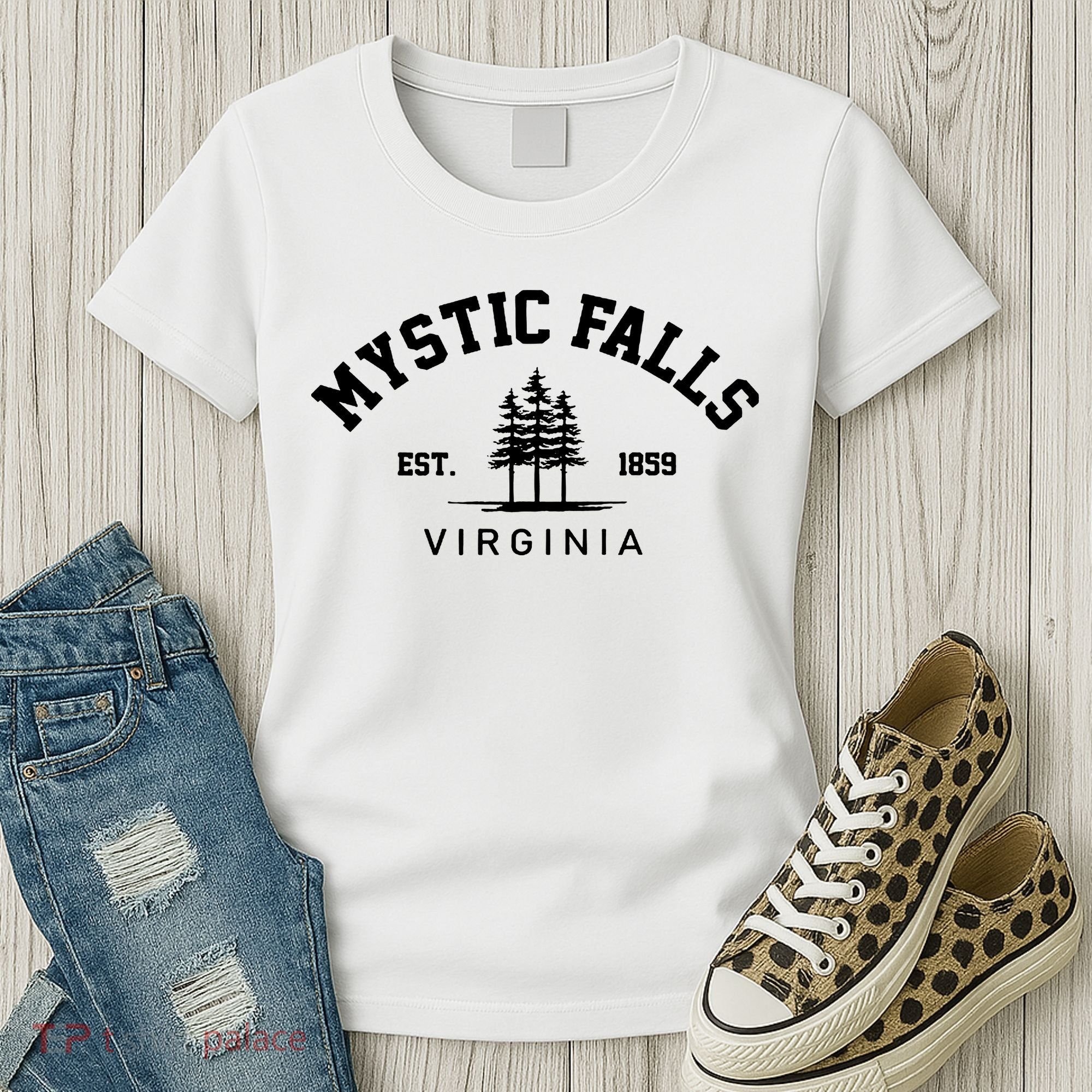 Mystic Falls Virginia Salvatore Stefan Damon Vampire Fan Gift Women's T-Shirt