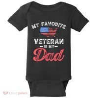 My Favorite Veteran Is My Dad Military Veterans Day Baby Bodysuit thumb 0