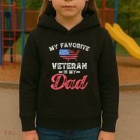 My Favorite Veteran Is My Dad Military Veterans Day Kids Hoodie thumb 3