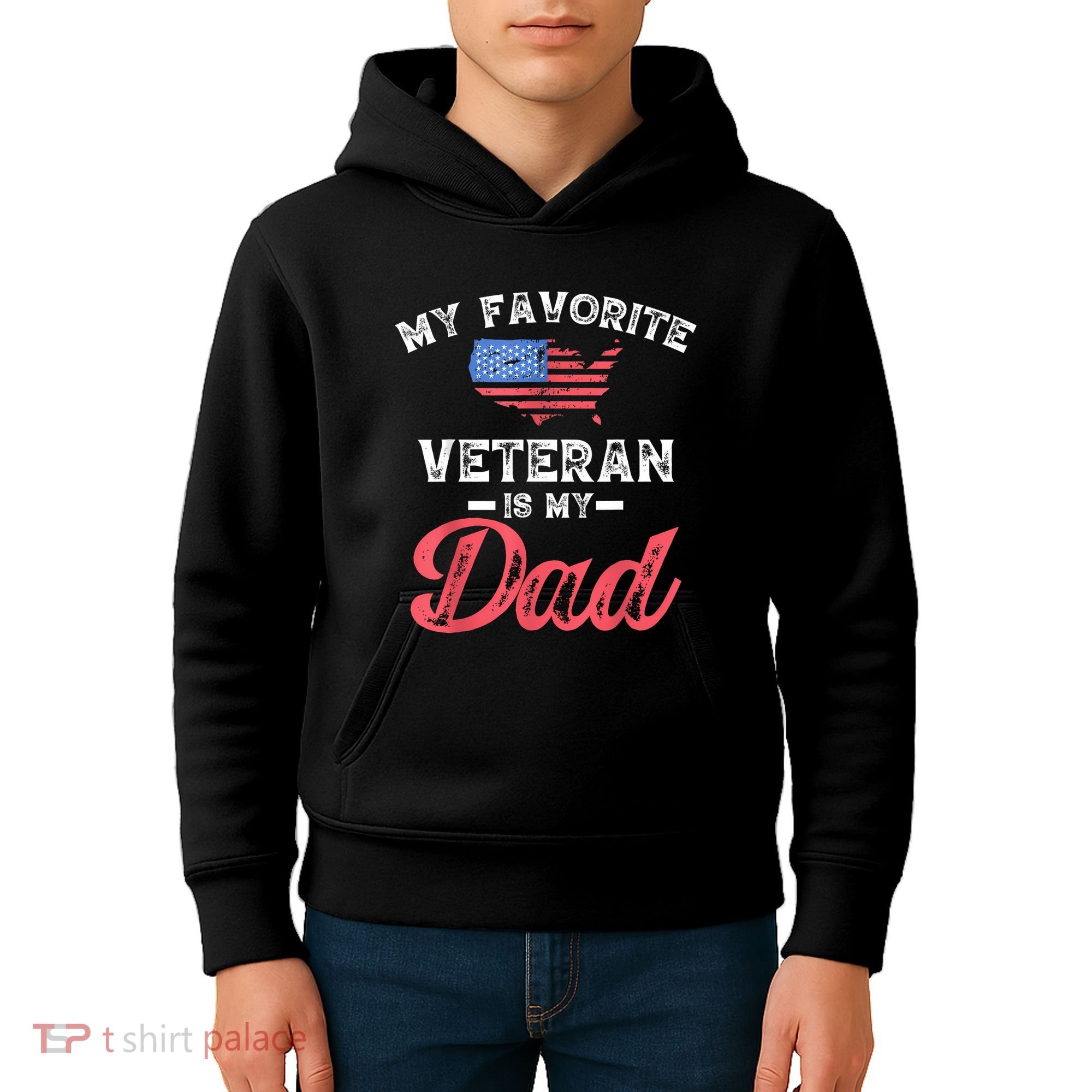 My Favorite Veteran Is My Dad Military Veterans Day Kids Hoodie