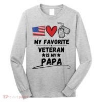 My Favorite Veteran Is My Papa Father Veterans Day Long Sleeve Shirt thumb 0