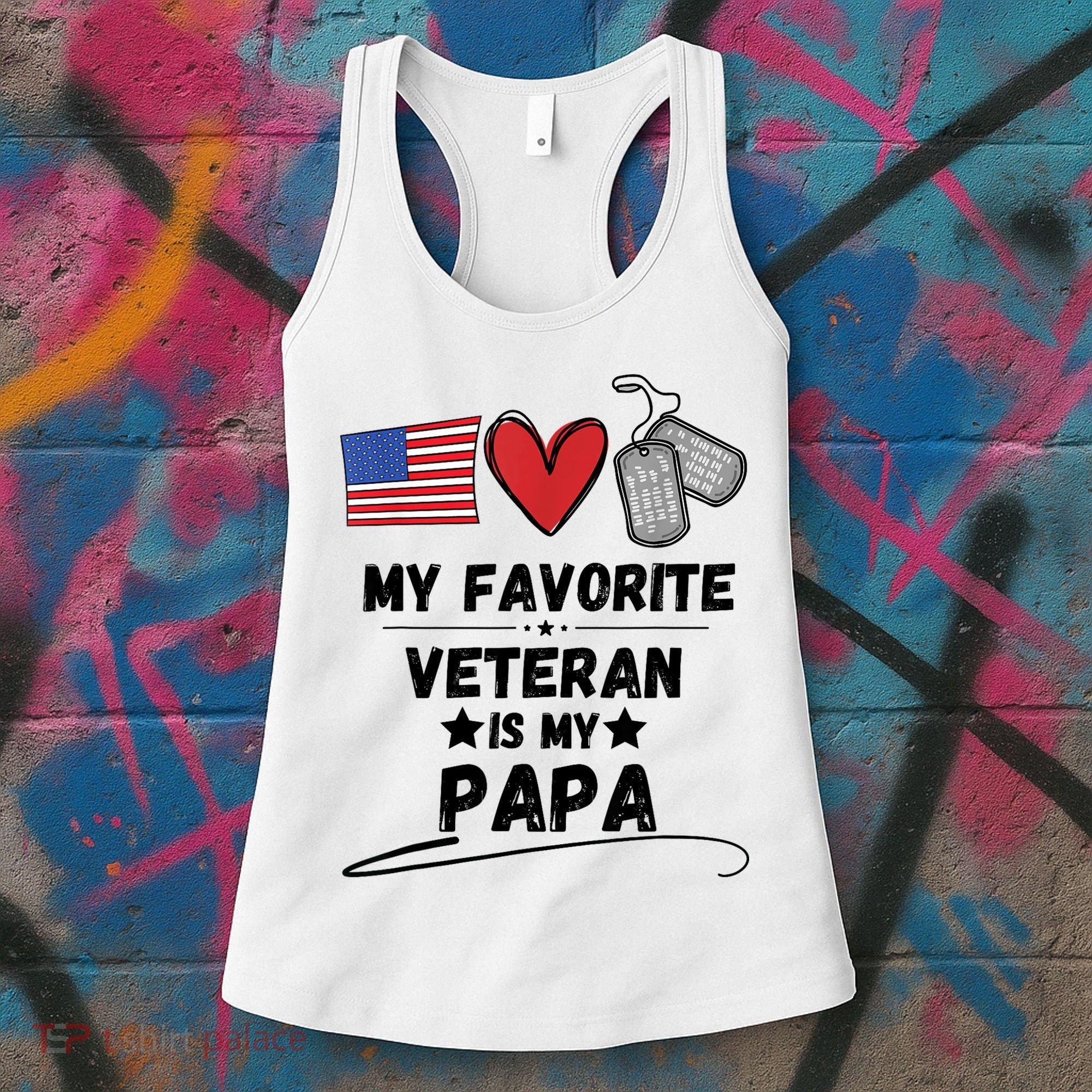 My Favorite Veteran Is My Papa Father Veterans Day Women's Tank Top