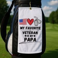 My Favorite Veteran Is My Papa Father Veterans Day Golf Towel thumb 2