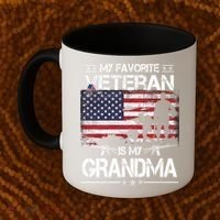 My Favorite Veteran Is My Grandma Cool Gift Flag Mother Veterans Day Funny Gift Coffee Mug thumb 2
