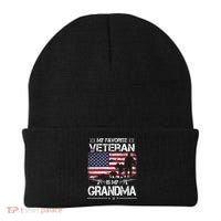 My Favorite Veteran Is My Grandma Cool Gift Flag Mother Veterans Day Funny Gift Beanie thumb 0