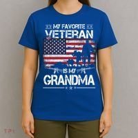 My Favorite Veteran Is My Grandma Cool Gift Flag Mother Veterans Day Funny Gift T-Shirt thumb 4