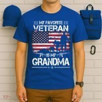 My Favorite Veteran Is My Grandma Cool Gift Flag Mother Veterans Day Funny Gift T-Shirt thumb 6