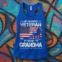 My Favorite Veteran Is My Grandma Cool Gift Flag Mother Veterans Day Funny Gift Women's Tank Top thumb 3