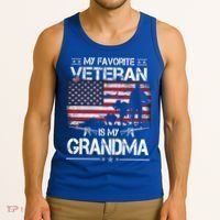 My Favorite Veteran Is My Grandma Cool Gift Flag Mother Veterans Day Funny Gift Tank Top thumb 3