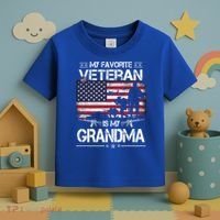 My Favorite Veteran Is My Grandma Cool Gift Flag Mother Veterans Day Funny Gift Toddler T-Shirt thumb 3