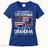 My Favorite Veteran Is My Grandma Cool Gift Flag Mother Veterans Day Funny Gift Women's T-Shirt thumb 0