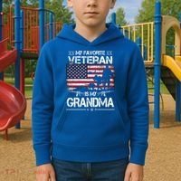 My Favorite Veteran Is My Grandma Cool Gift Flag Mother Veterans Day Funny Gift Kids Hoodie thumb 2
