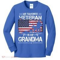 My Favorite Veteran Is My Grandma Cool Gift Flag Mother Veterans Day Funny Gift Kids Long Sleeve Shirt thumb 0