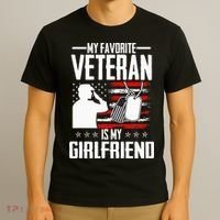 My Favorite Veteran Is My Girlfriend Usa Flag Vintage T-Shirt thumb 3