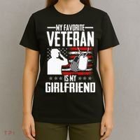 My Favorite Veteran Is My Girlfriend Usa Flag Vintage T-Shirt thumb 4
