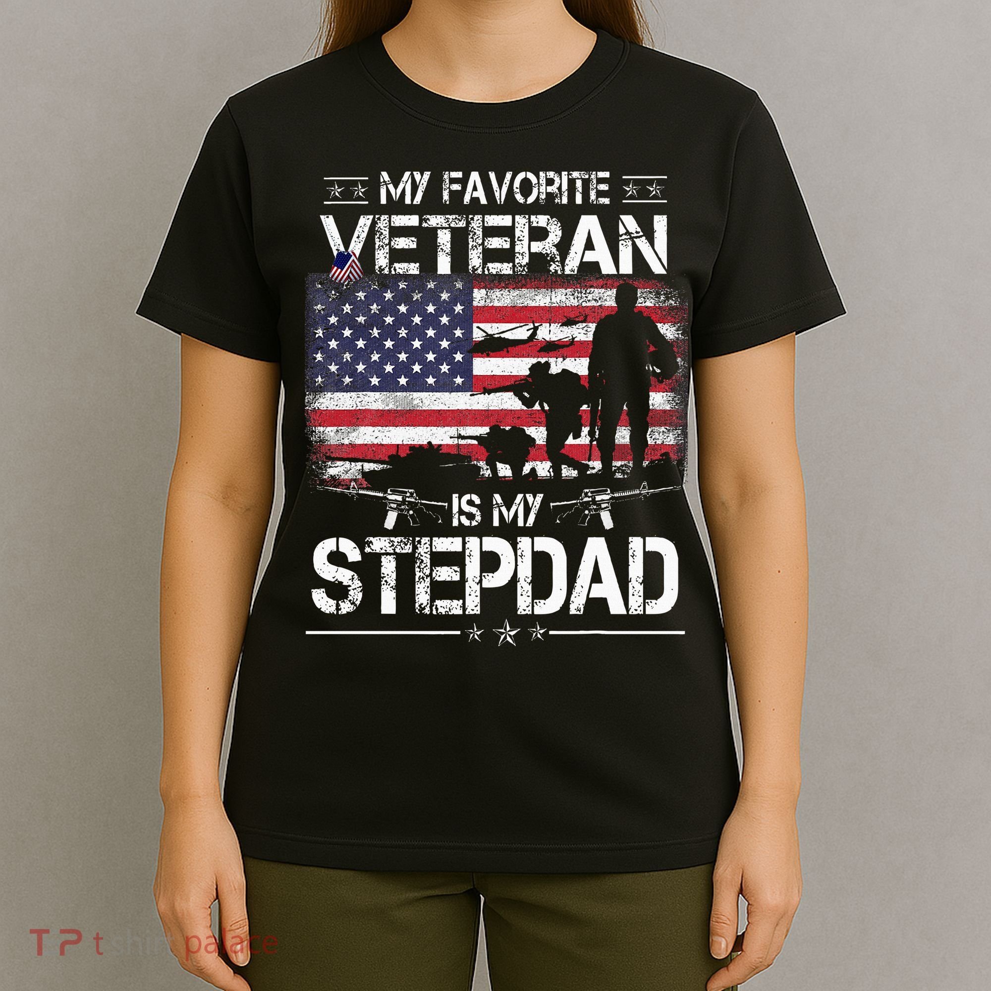 My Favorite Veteran Is My Stepdad Flag Father Veterans Day T-Shirt