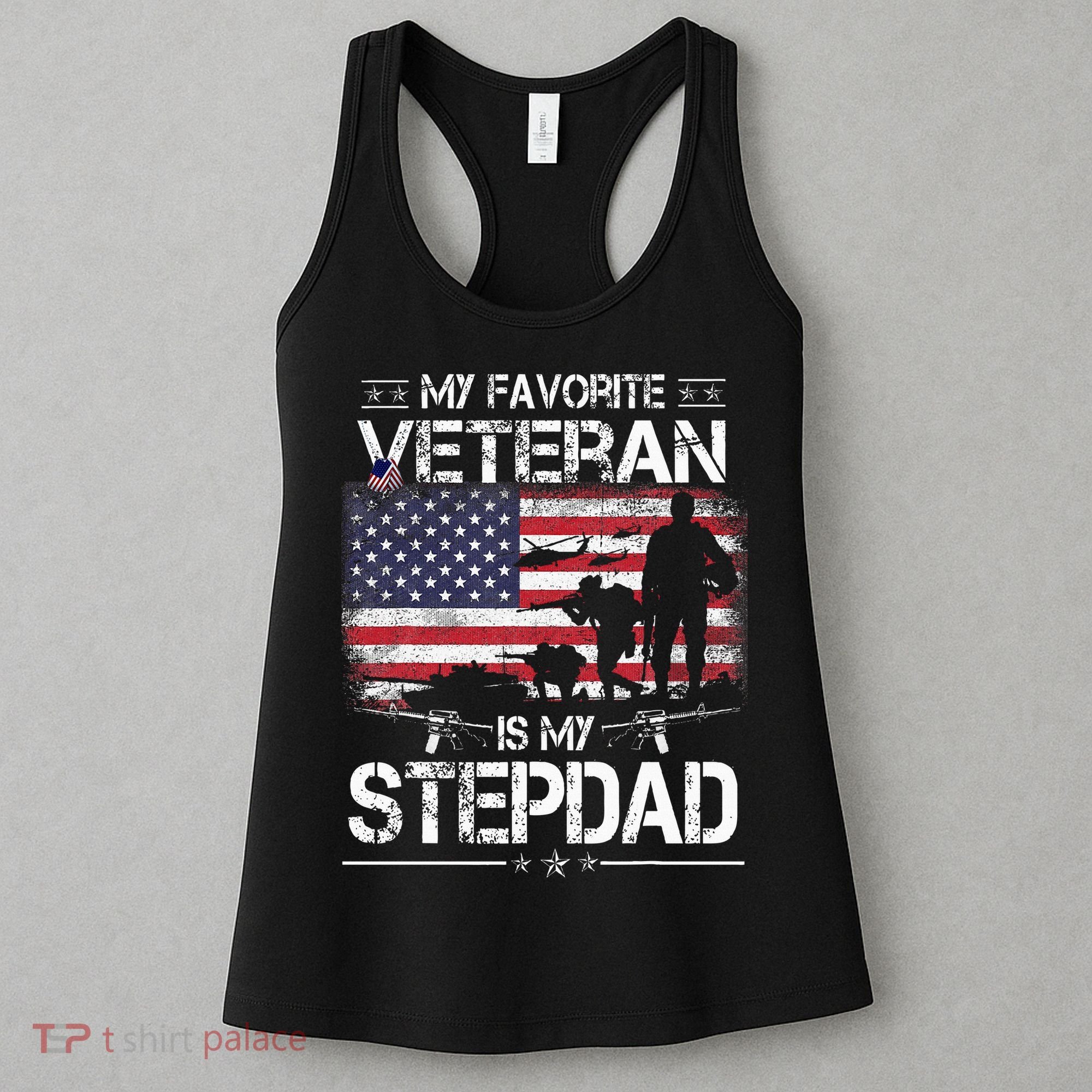 My Favorite Veteran Is My Stepdad Flag Father Veterans Day Women's Tank Top
