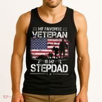 My Favorite Veteran Is My Stepdad Flag Father Veterans Day Tank Top thumb 3