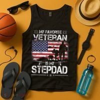 My Favorite Veteran Is My Stepdad Flag Father Veterans Day Tank Top thumb 4
