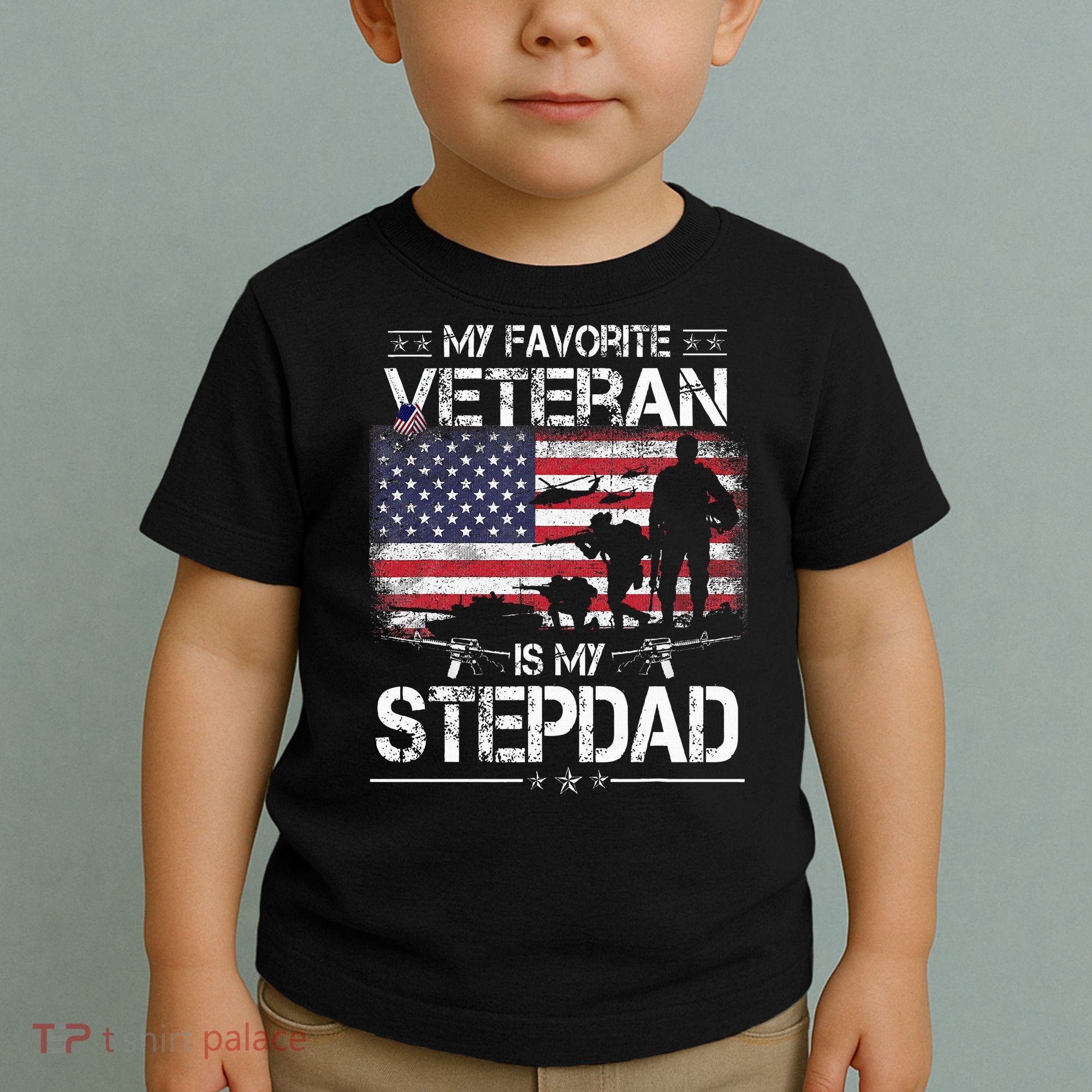 My Favorite Veteran Is My Stepdad Flag Father Veterans Day Toddler T-Shirt