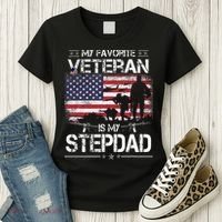 My Favorite Veteran Is My Stepdad Flag Father Veterans Day Women's T-Shirt thumb 3