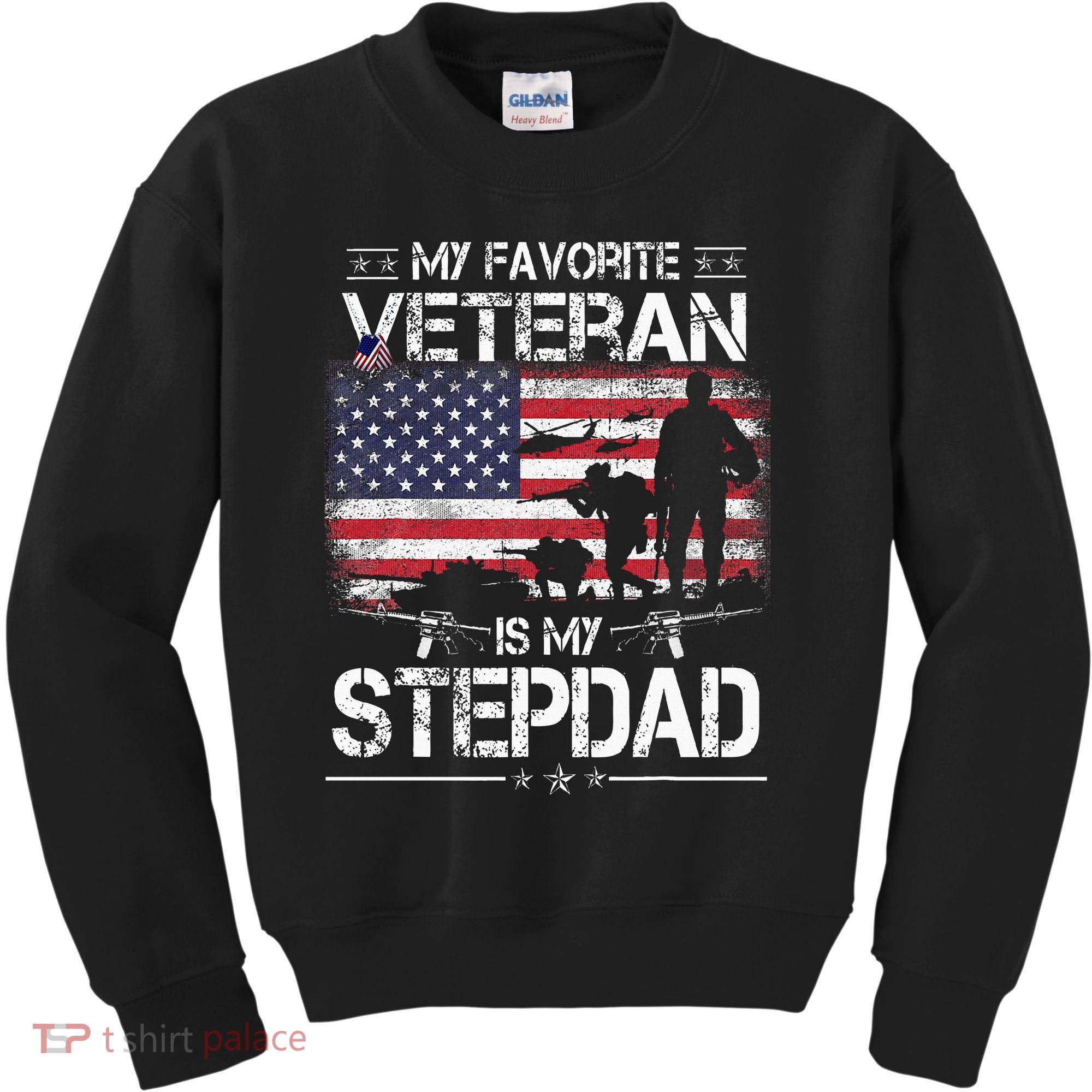 My Favorite Veteran Is My Stepdad Flag Father Veterans Day Kids Sweatshirt