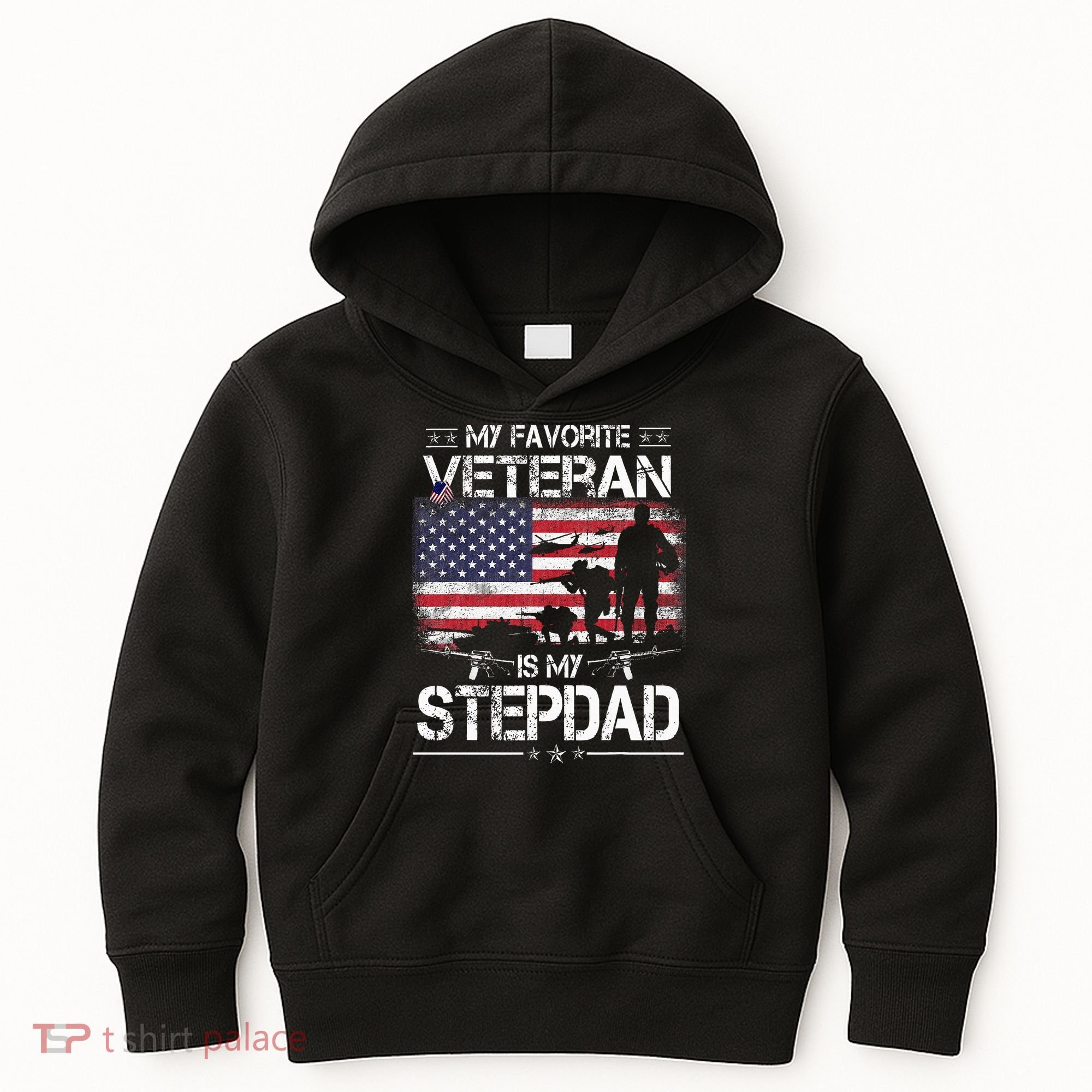My Favorite Veteran Is My Stepdad Flag Father Veterans Day Kids Hoodie