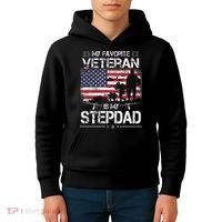 My Favorite Veteran Is My Stepdad Flag Father Veterans Day Kids Hoodie thumb 4