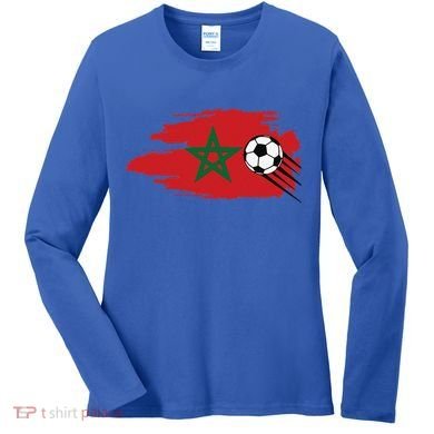 Morocco Flag Vintage Style Retro Moroccan Soccer Women's Long Sleeve Shirt