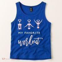 My Favorite Workout Funny Gift Wine Lover Womens Exercise Quote Gif Tank Top thumb 2