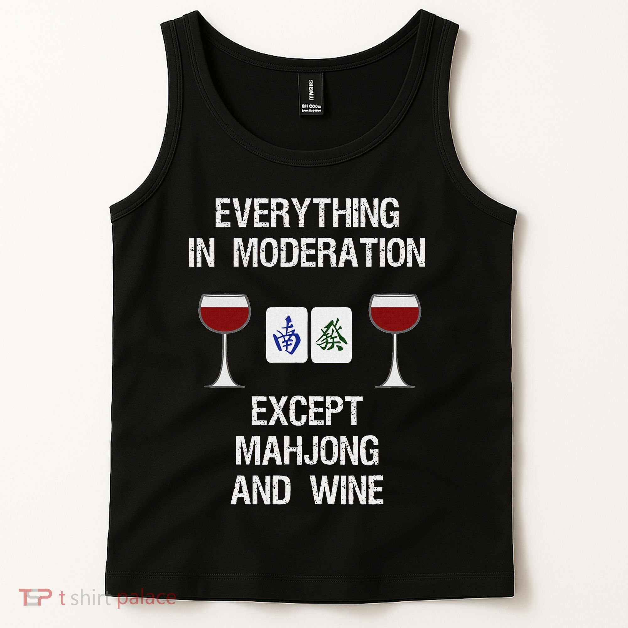 Mahjong Funny Wine Moderation Tank Top