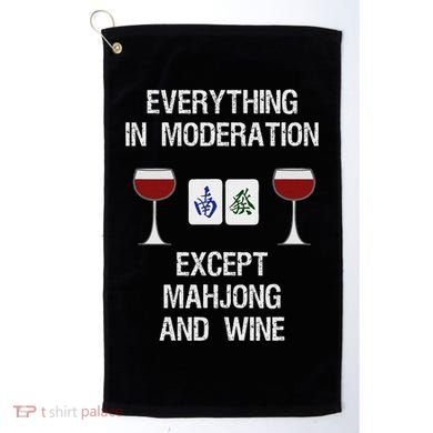 Mahjong Funny Wine Moderation Golf Towel