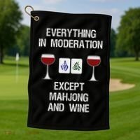 Mahjong Funny Wine Moderation Golf Towel thumb 1