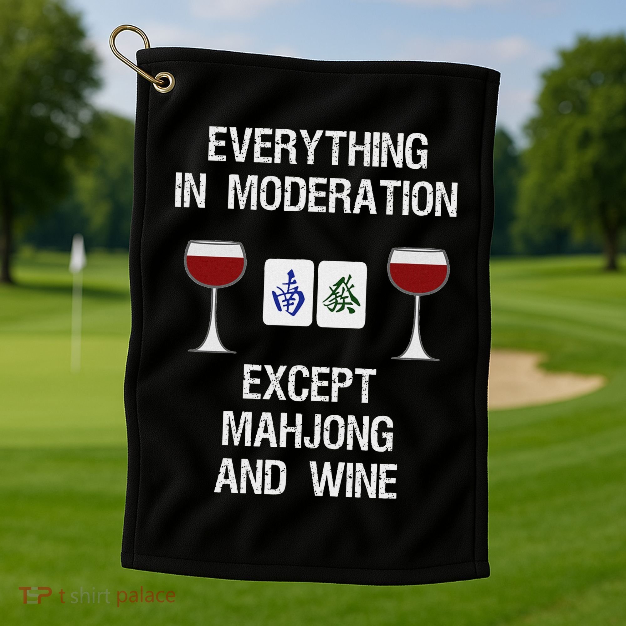 Mahjong Funny Wine Moderation Golf Towel