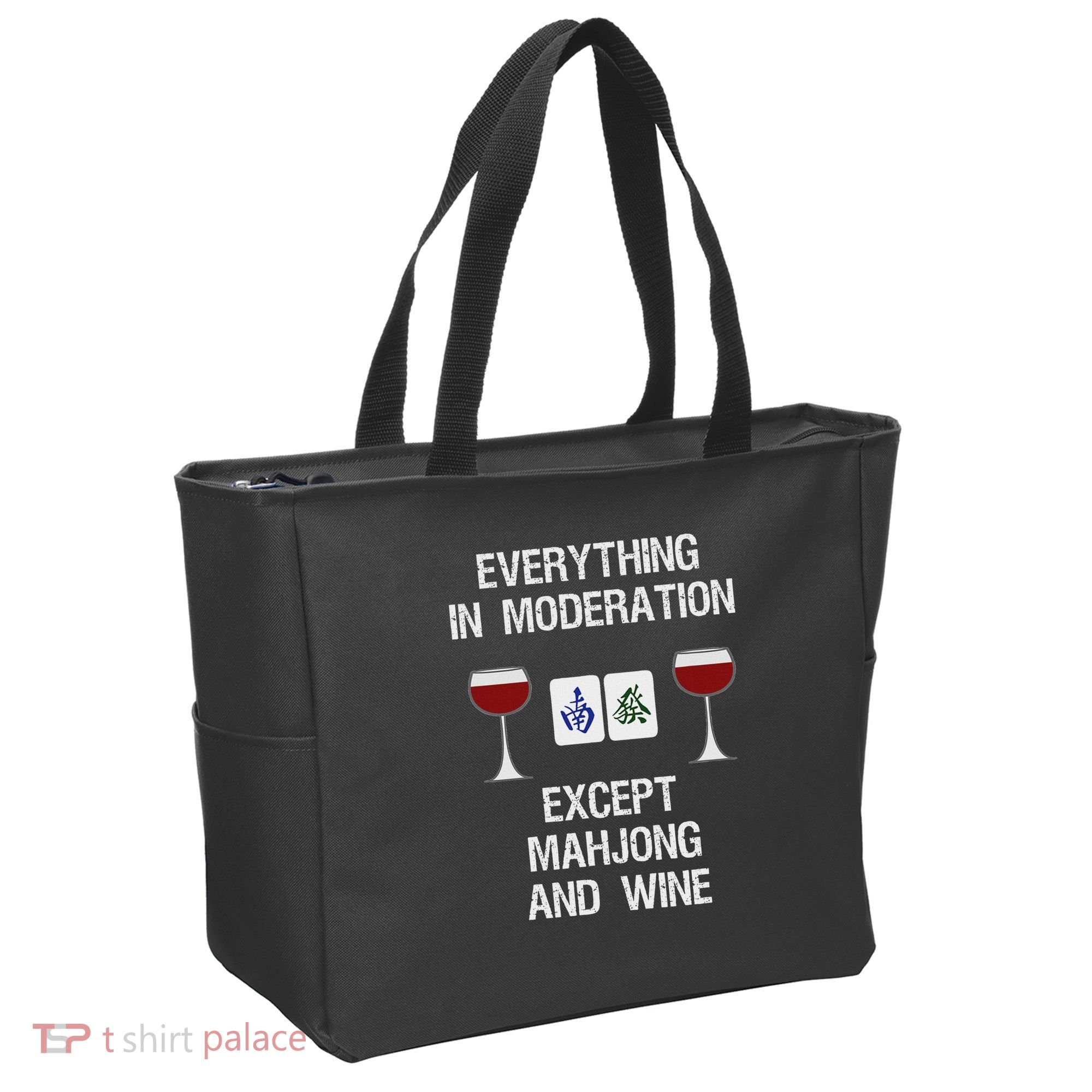 Mahjong Funny Wine Moderation Tote Bag