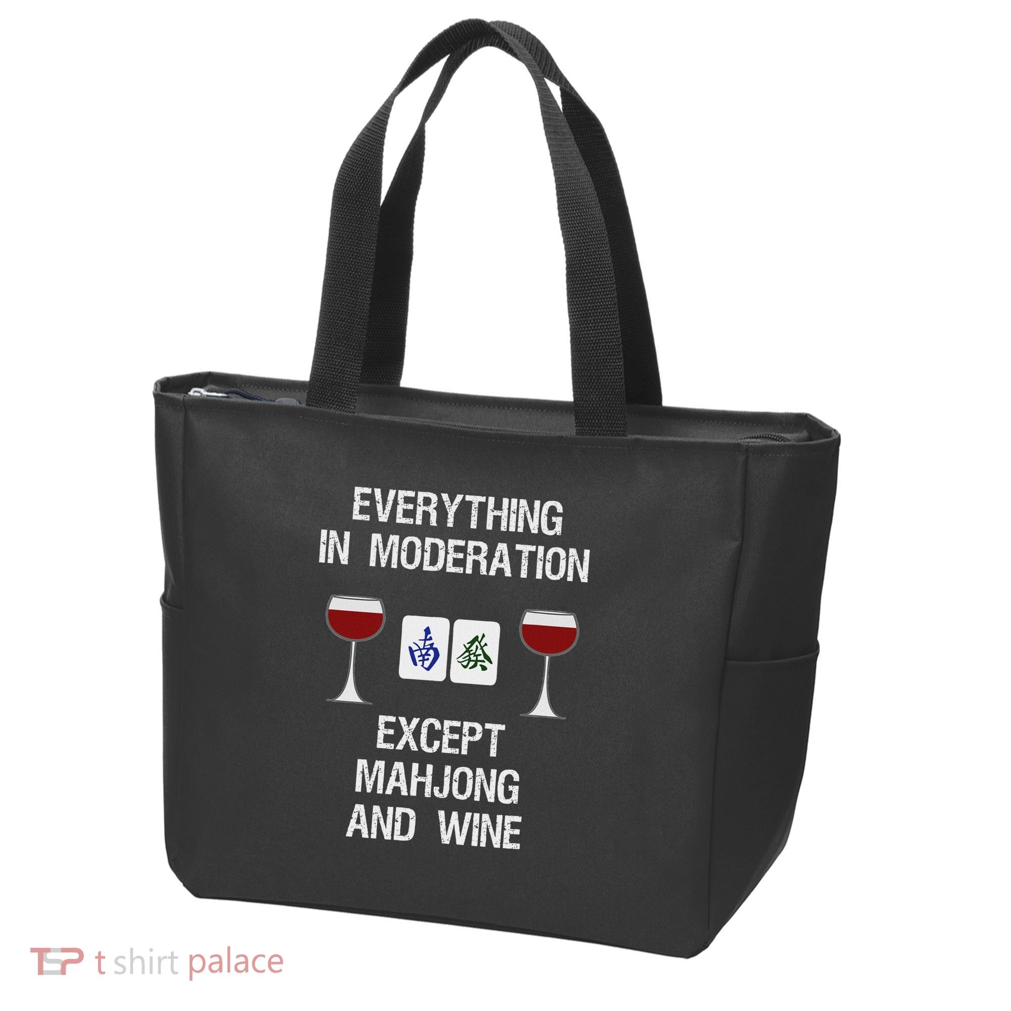 Mahjong Funny Wine Moderation Tote Bag