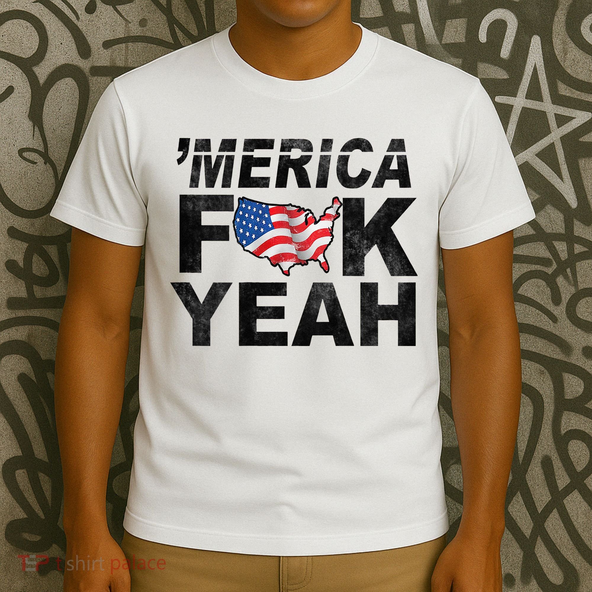 Merica Fuck Yeah USA Flag 4Th Of July Patriotic T-Shirt