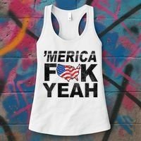Merica Fuck Yeah USA Flag 4Th Of July Patriotic Women's Tank Top thumb 3