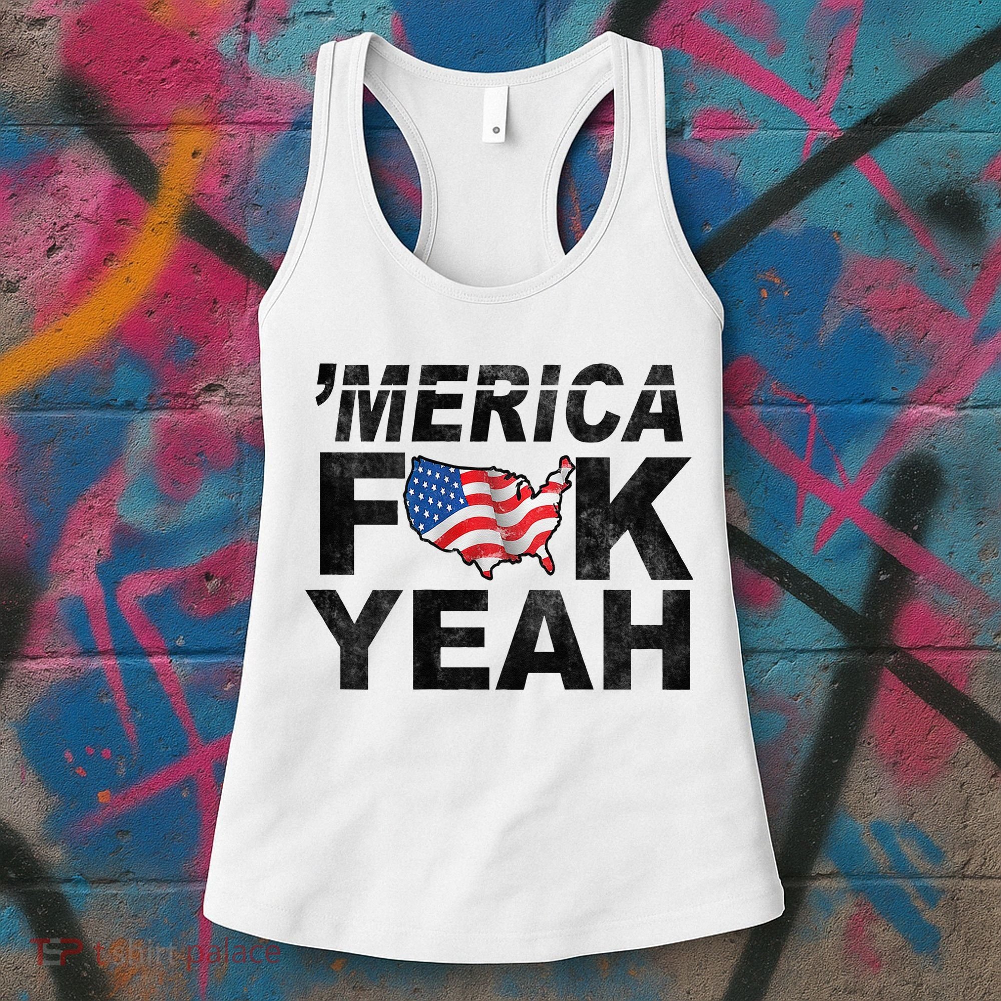Merica Fuck Yeah USA Flag 4Th Of July Patriotic Women's Tank Top