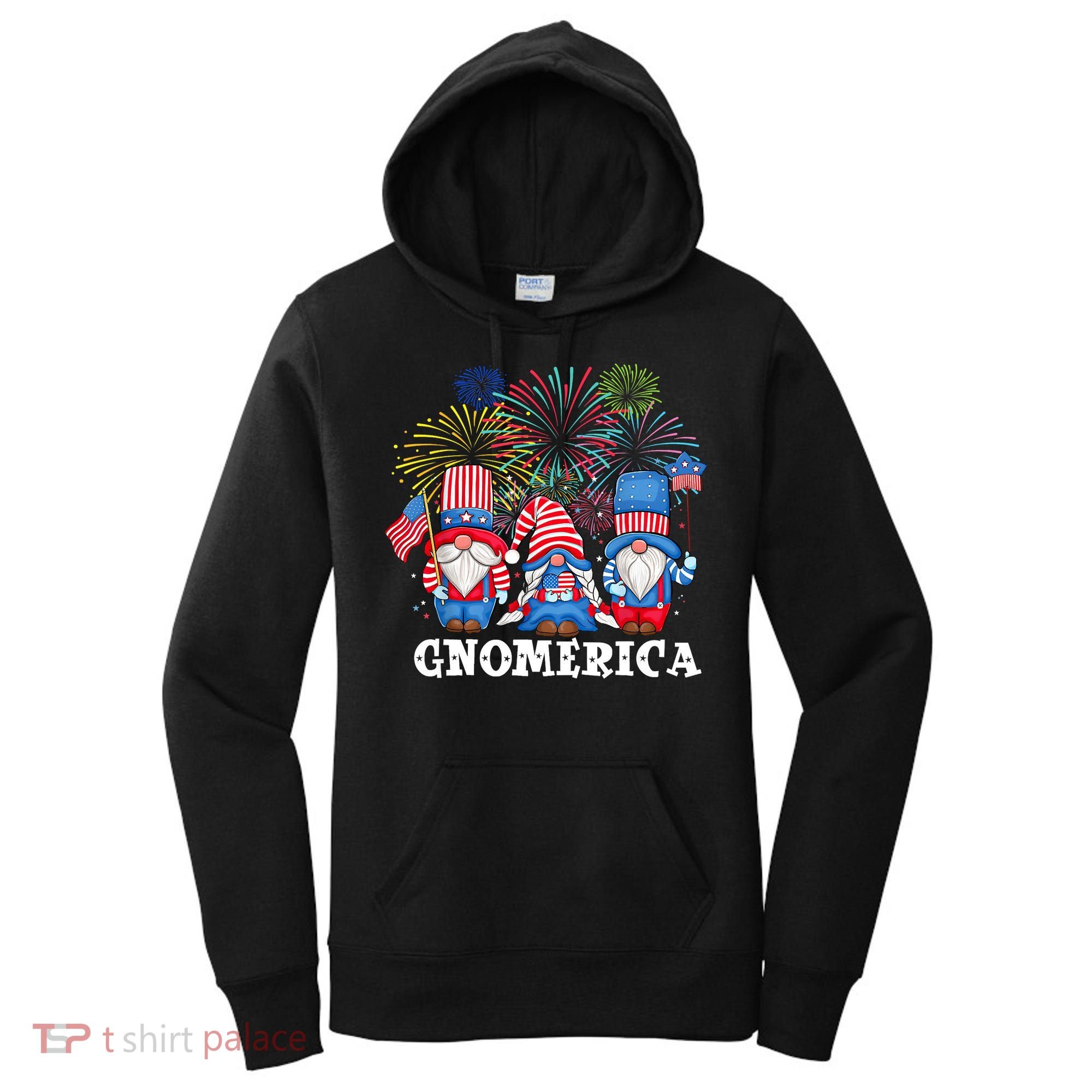 Merica Gnome 4th Of July Funny Patriotic Gnomes American USA Women's Hoodie