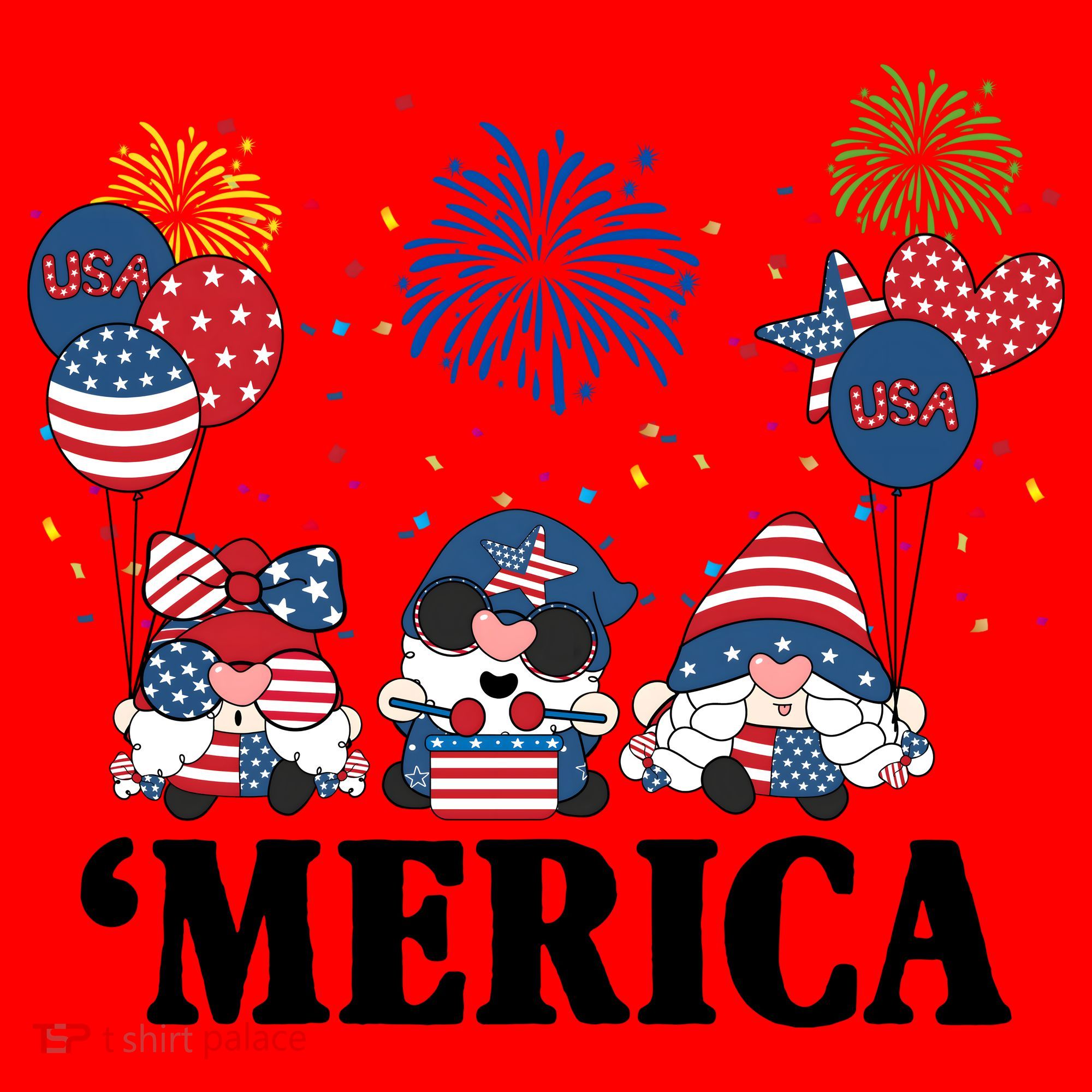 Merica Gnome 4th Of July Celebration Santa Hat