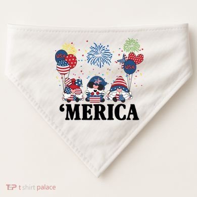 Merica Gnome 4th Of July Celebration USA-Made Doggie Bandana