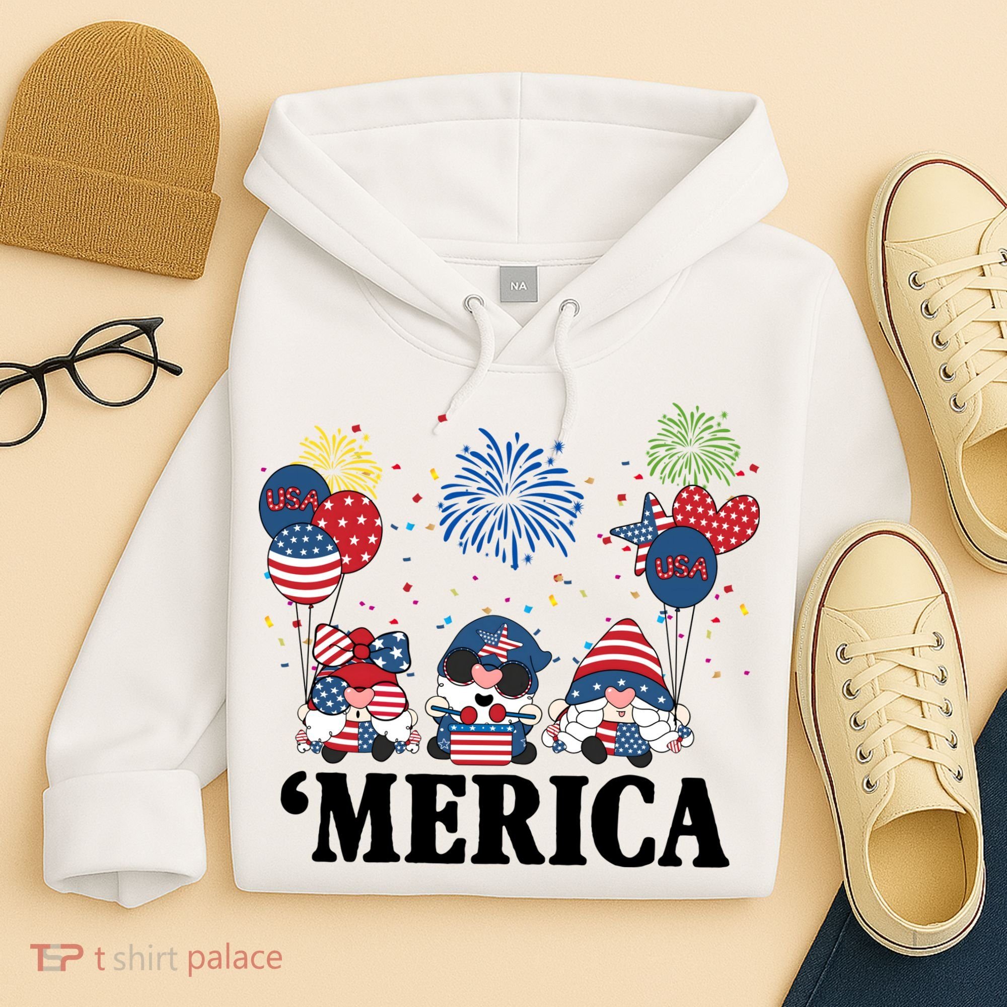 Merica Gnome 4th Of July Celebration Hoodie