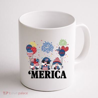 Merica Gnome 4th Of July Celebration Coffee Mug back