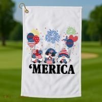 Merica Gnome 4th Of July Celebration Golf Towel thumb 1