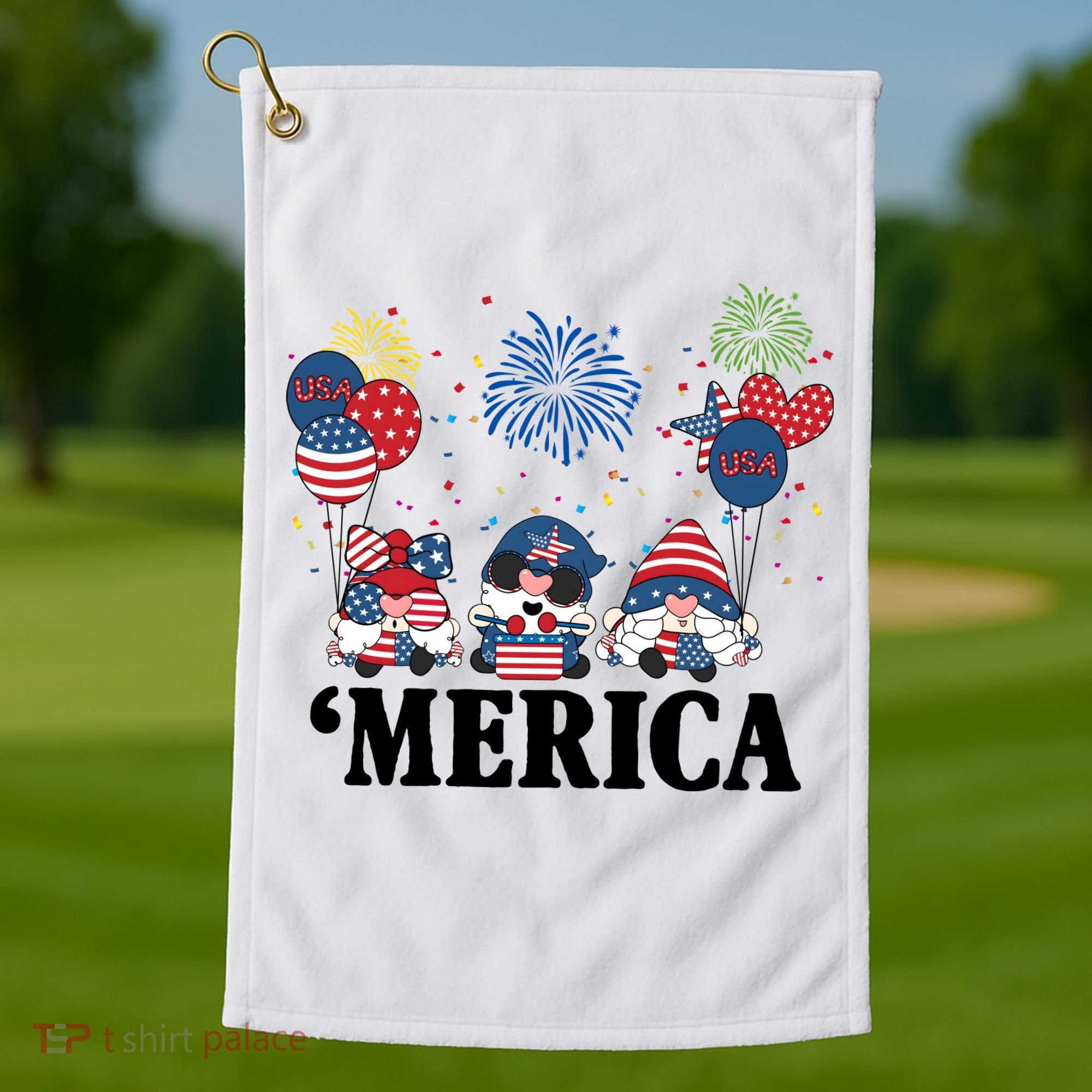 Merica Gnome 4th Of July Celebration Golf Towel