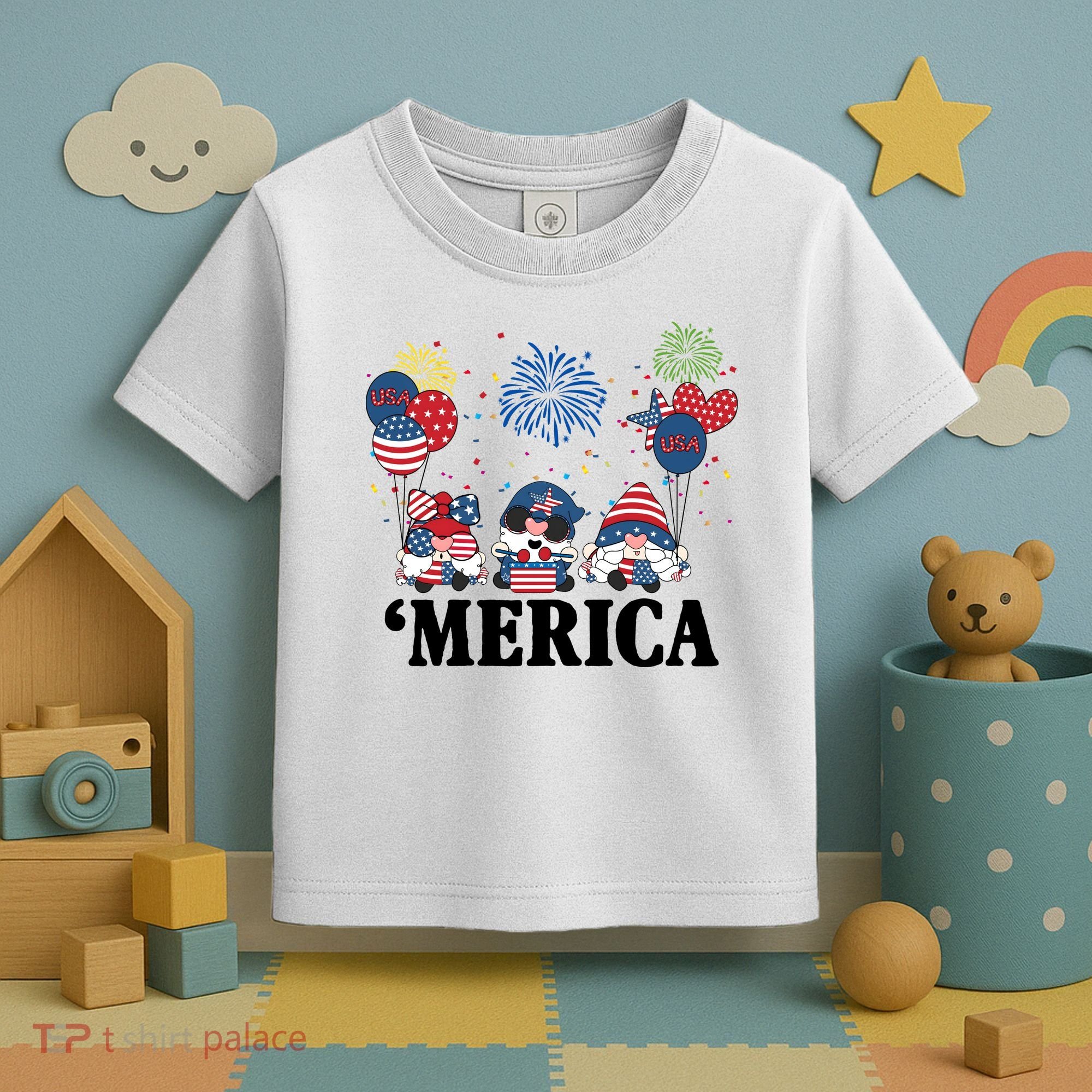 Merica Gnome 4th Of July Celebration Toddler T-Shirt
