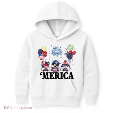 Merica Gnome 4th Of July Celebration Kids Hoodie