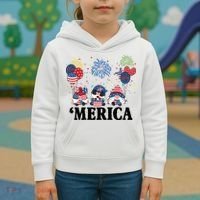 Merica Gnome 4th Of July Celebration Kids Hoodie thumb 3